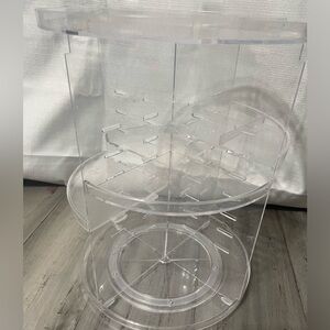 Skin care/make up rack that spins